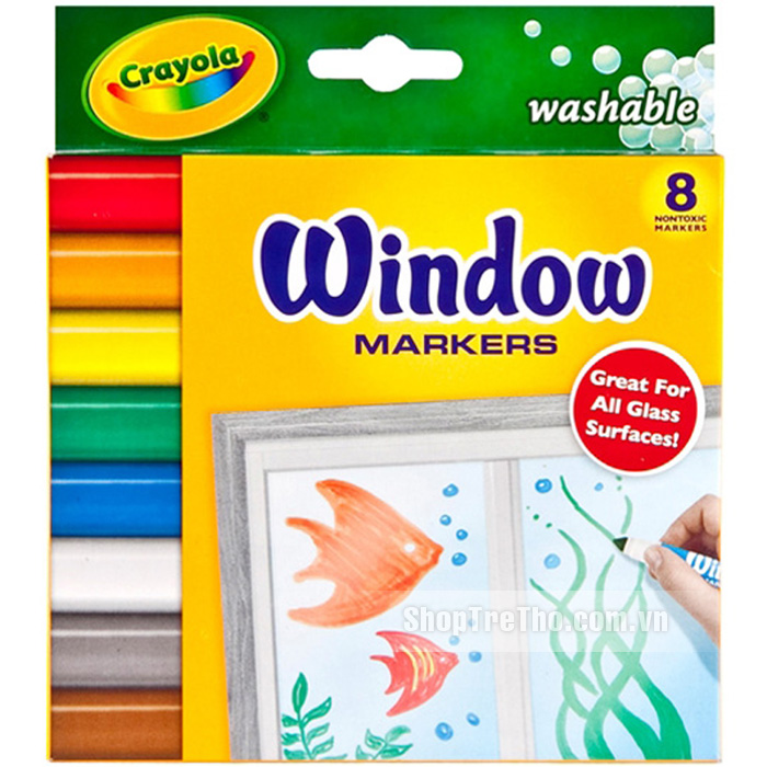 Bút lông 8 màu vẽ được lên mặt kính - Crayola 5881650009