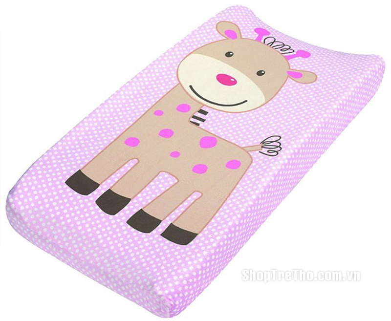 Ga bọc đệm thay tã Summer Giraffe màu hồng