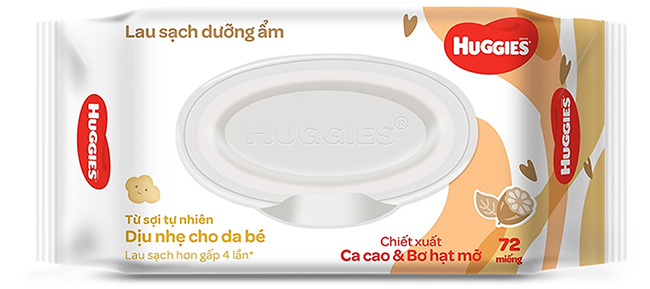 Khăn ướt lau sạch dưỡng ẩm Huggies (72 tờ)
