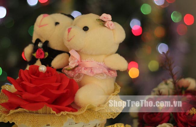hoa gấu bông xe đạp tình nhân
