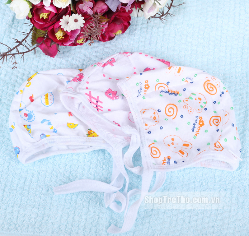 Mũ sơ sinh Piggy loại chụp có dây nhiều màu sắc