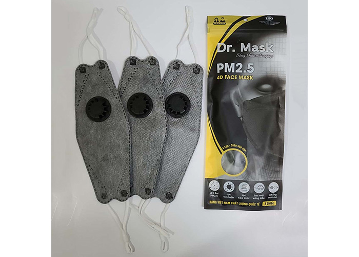 Khẩu trang 4DS3 than hoạt tính có van thở Dr. Mask (3ctúi)