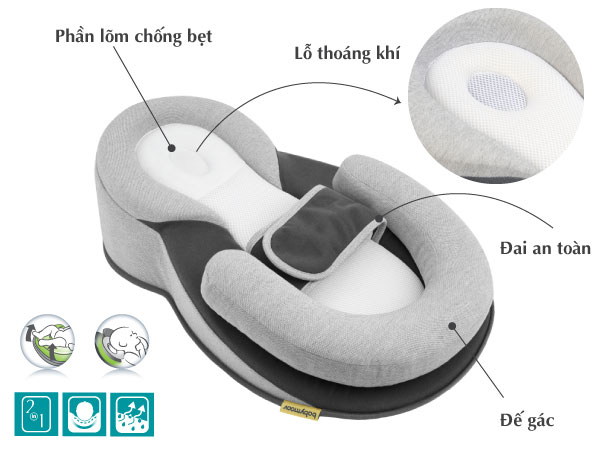 Đệm ngủ đúng tư thế có đai BabyMoov Plus BM16170