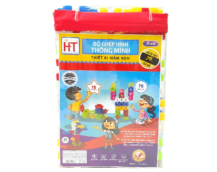 Đồ chơi xếp hình khối mầm non HT7698 (76 chi tiết)