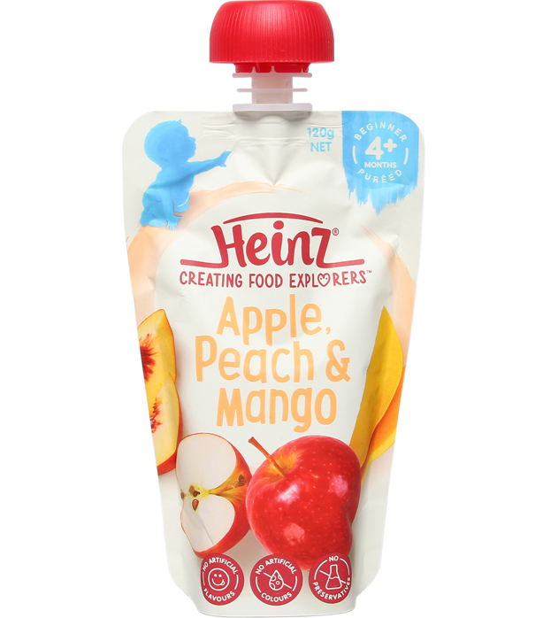 Thực phẩm dinh dưỡng vị táo, đào, xoài Heinz 120g (4M+)
