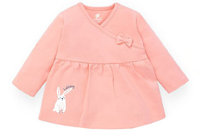 Áo bé gái chữ A cổ tim Lullaby NH118B (Hồng cam trơn)