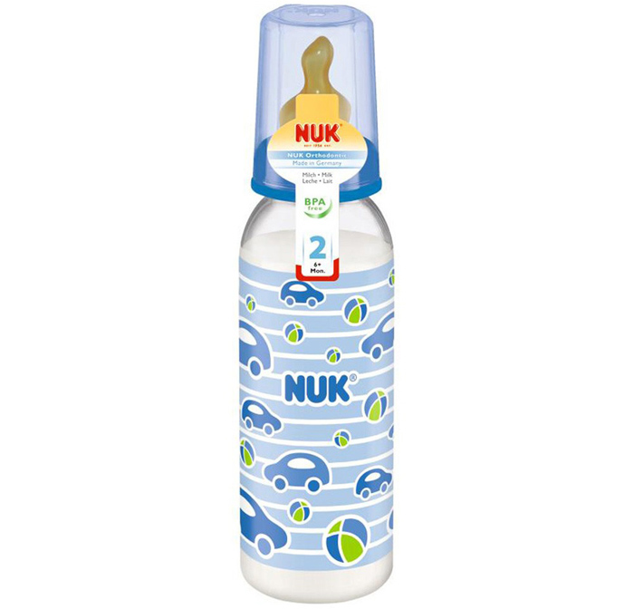 Bình sữa Nuk 240ml (hẹp, nhựa, cao su) 741417