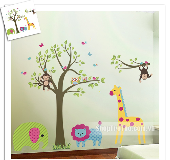 Tranh dán tường vườn thú 04 M004