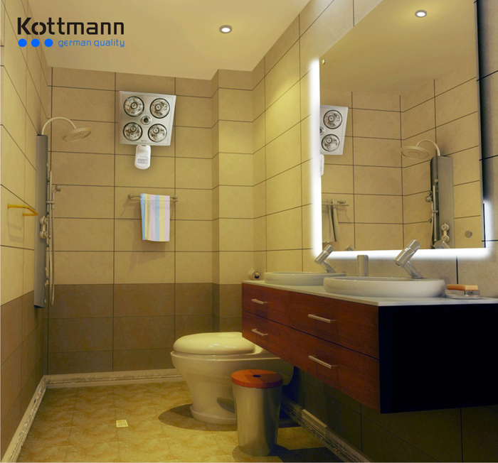 Đèn sưởi nhà tắm Kottmann bạc 4 bóng K4B-S