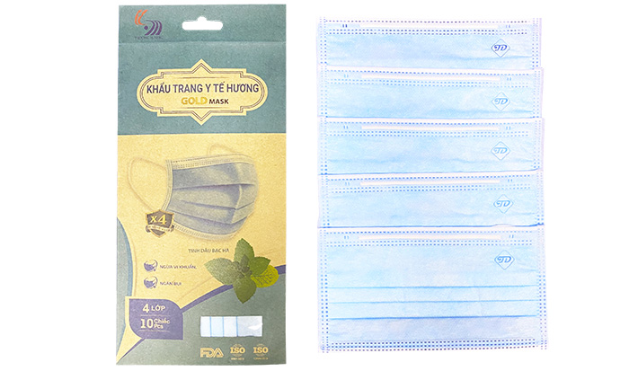 Khẩu trang y tế 4 lớp cao cấp Gold Mask Trường Dương hương tinh dầu bạc hà