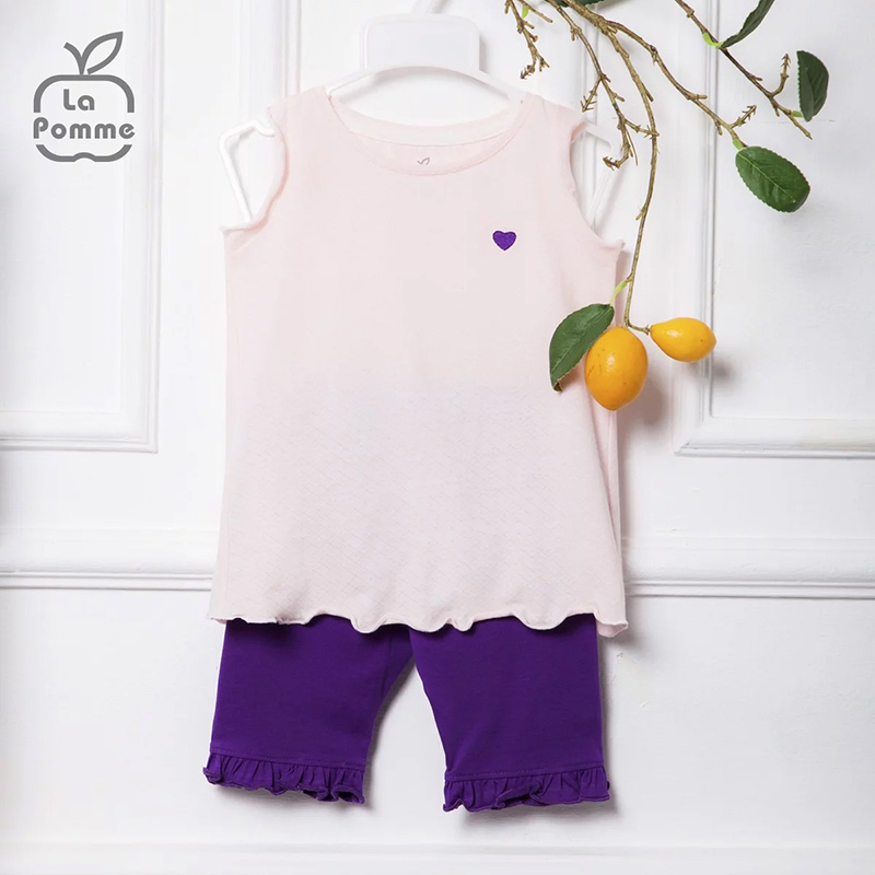 Bộ ba lỗ bé gái bèo tim La Pomme SS113 (hồng)