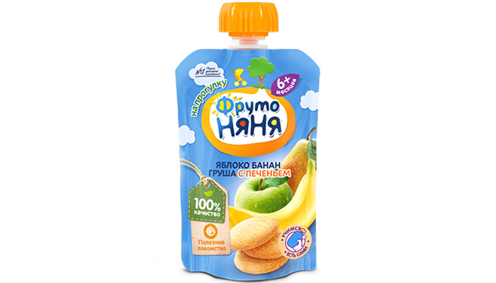 Trai cay nghien vi tao, chuoi, le va banh quy Fruto Nyanya (90g)