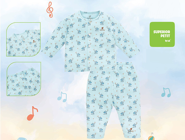 Bo cai giua dai tay Lullaby NH601P xanh in voi