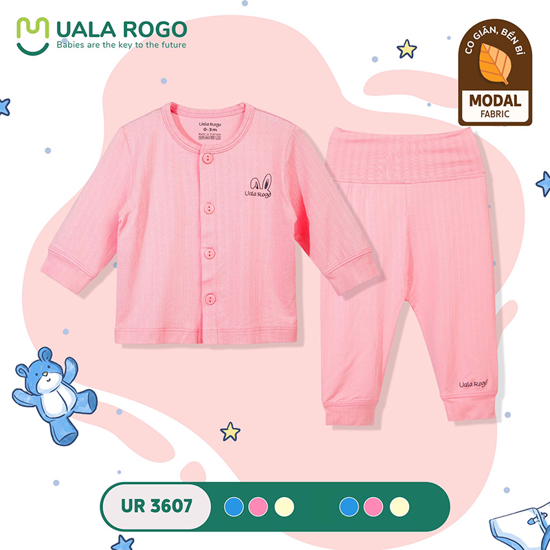 Bộ quần áo sơ sinh cạp cao Modal trơn Uala UR3607