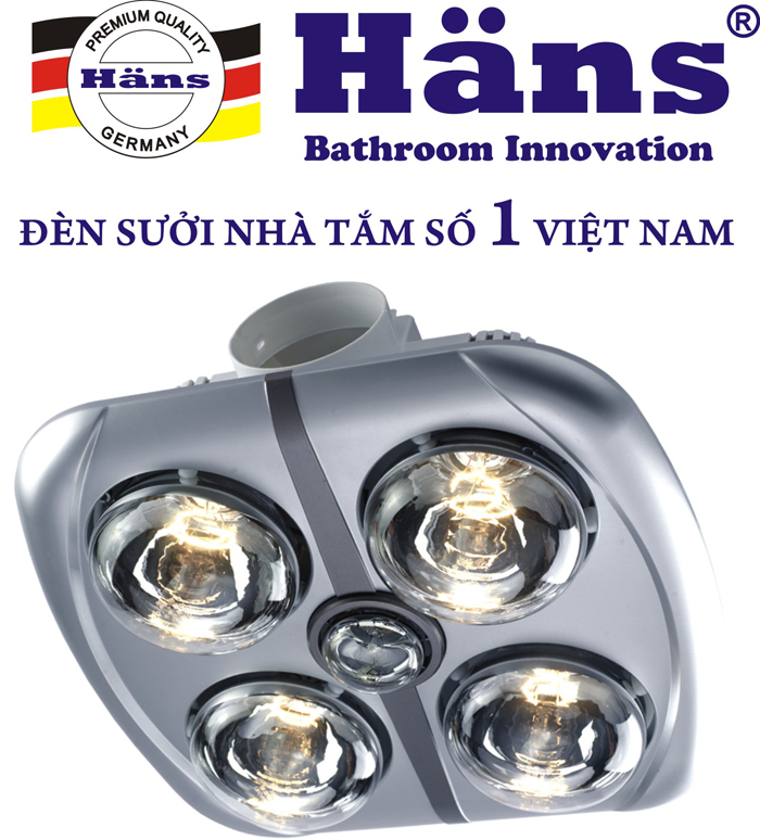 Đèn sưởi nhà tắm Hans 4 bóng âm trần H4B176