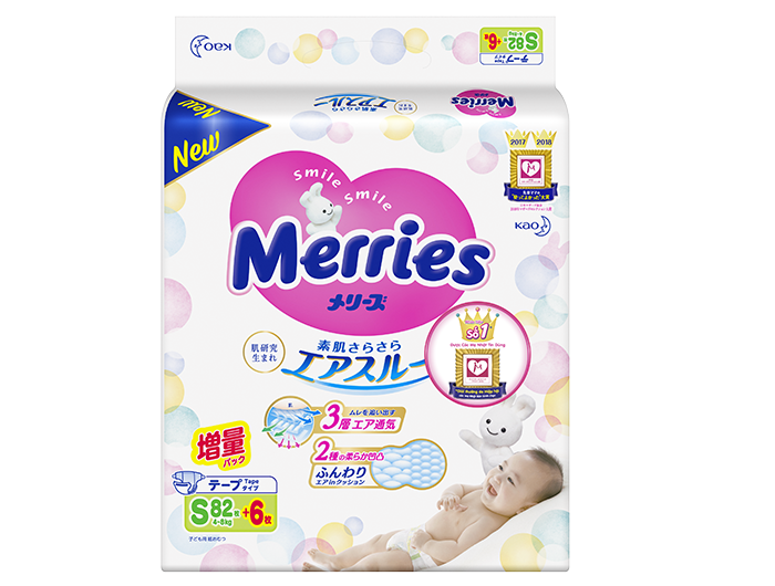 Tã - Bỉm dán Merries S82 + 6 miếng (4-8kg)
