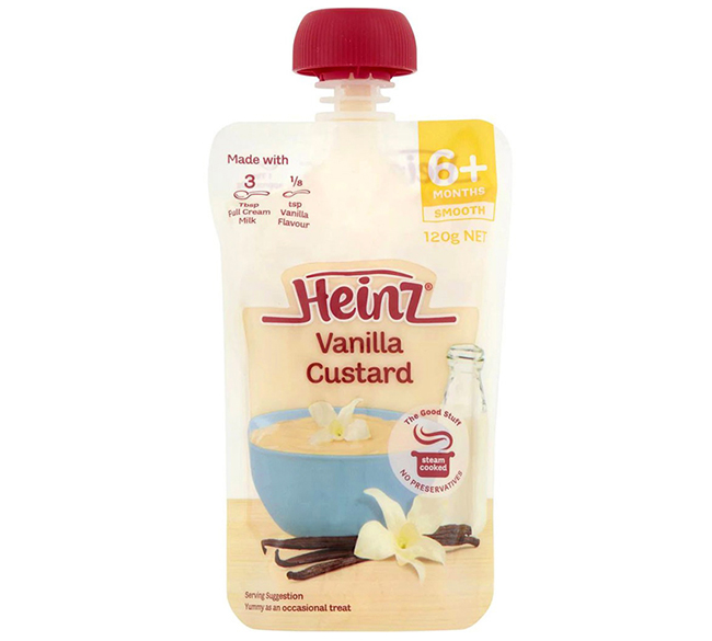 Váng sữa Custard vị vani Heinz 120g (6M+)