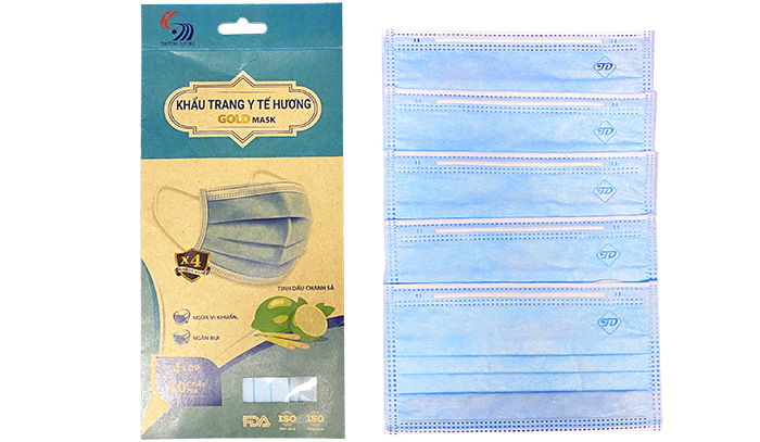 Khẩu trang y tế 4 lớp cao cấp Gold Mask Trường Dương hương tinh dầu chanh sả