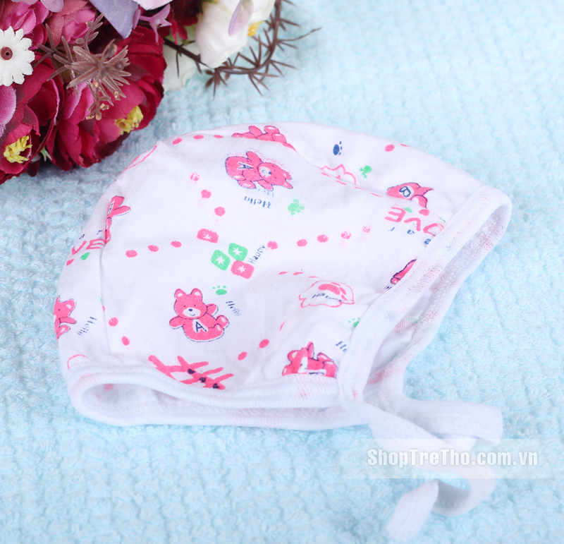 Mũ sơ sinh Piggy loại chụp có dây nhiều màu sắc