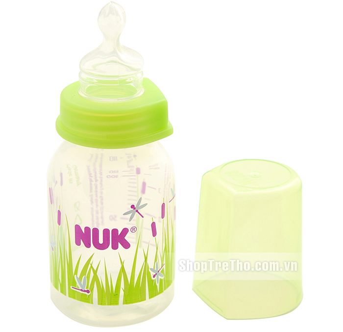 Bình sữa Nuk 110ml nhựa PP (núm silicone ,cổ thường)