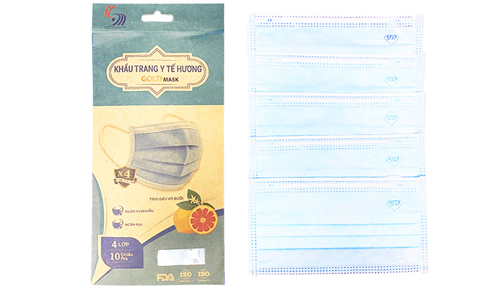 Khẩu trang y tế 4 lớp cao cấp Gold Mask Trường Dương hương tinh dầu vỏ bưởi