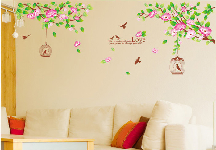 Tranh dán tường hoa dây chữ Love