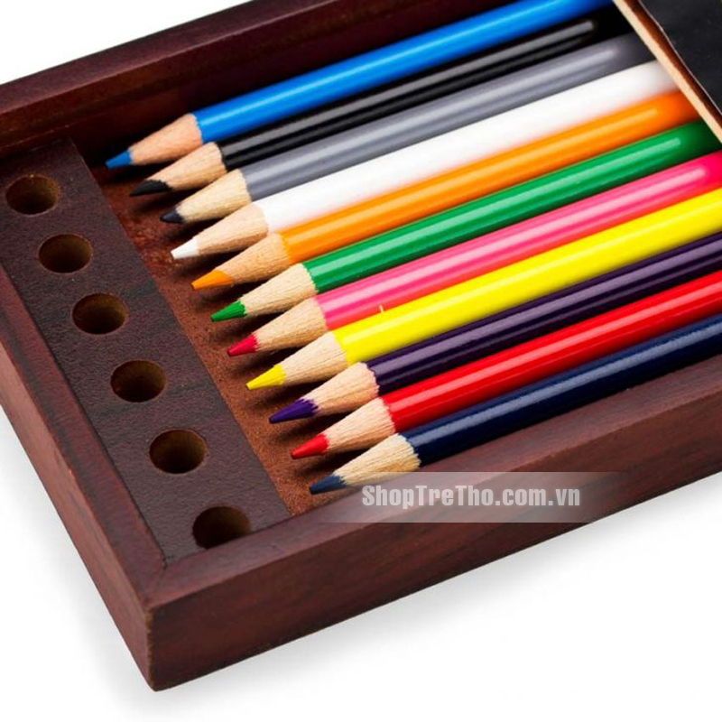 Hộp gỗ 12 cây bút chì màu thường Colormate