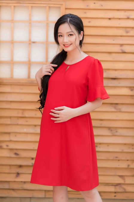 Đầm bầu suông tay bèo Emum (đỏ)