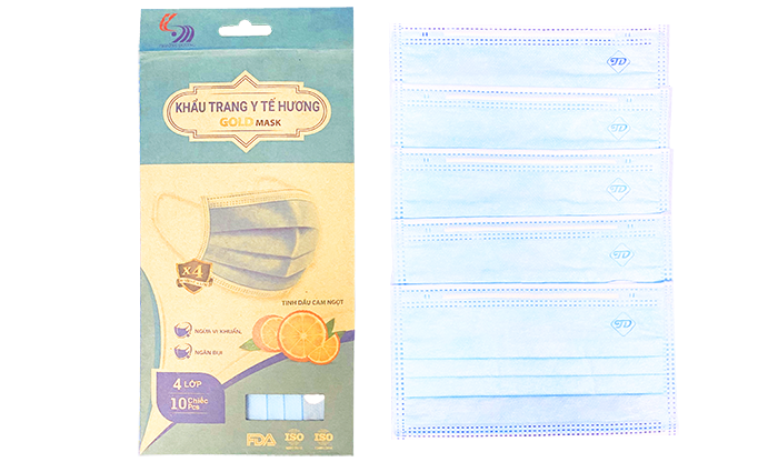 Khẩu trang y tế 4 lớp cao cấp Gold Mask Trường Dương hương tinh dầu cam ngọt