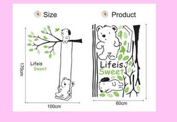 Tranh dán tường gấu trắng xích đu