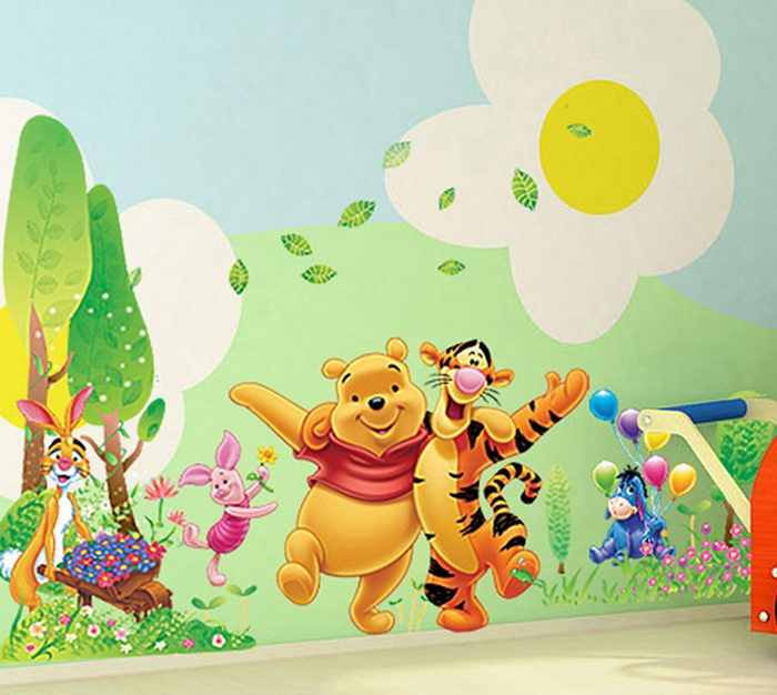Tranh dán tường gấu Pooh ca hát M004