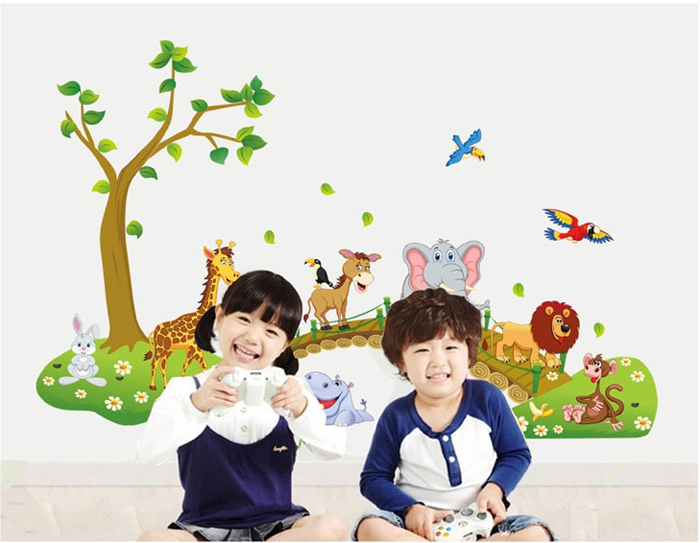Tranh dán tường thú qua cầu M0055