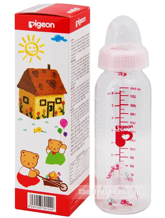 Bình sữa Pigeon 240ml cổ hẹp trơn cho bé