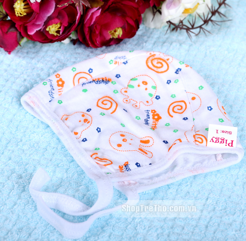 Mũ sơ sinh Piggy loại chụp có dây nhiều màu sắc