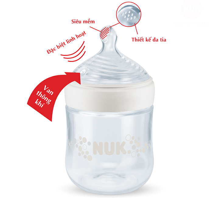 Binh sua num ti silicone S1 - M Nuk Nature Sense NU21497