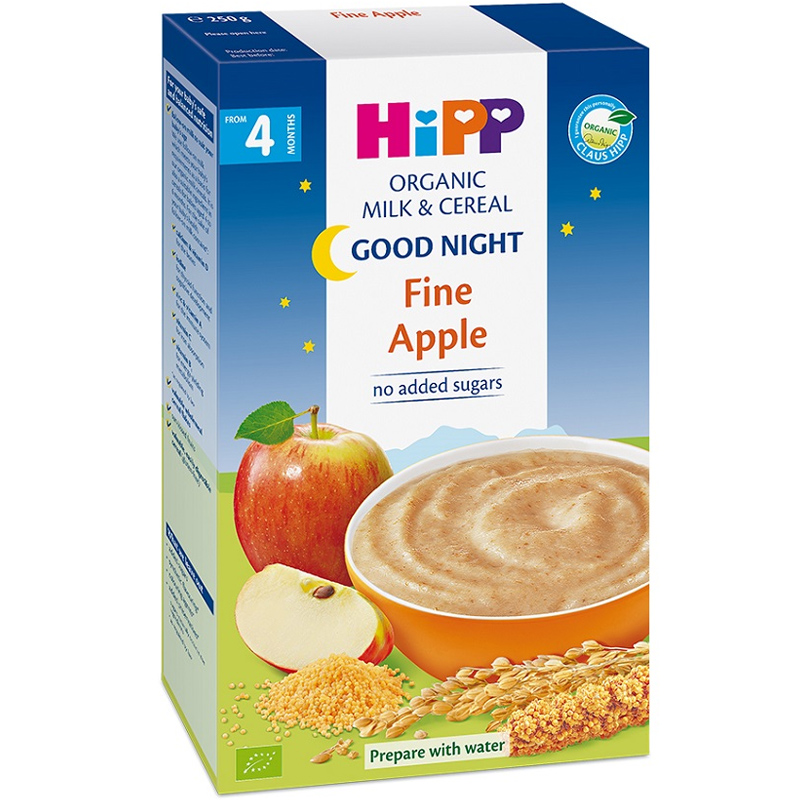 Bột dinh dưỡng HiPP Chúc ngủ ngon vị sữa, táo tây (250g) 