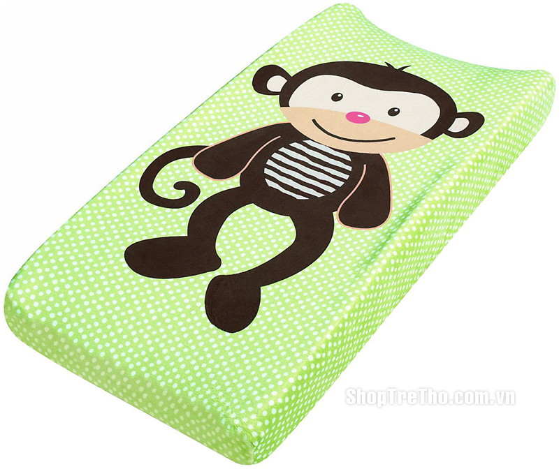 Ga bọc đệm thay tã Summer Monkey xanh lá