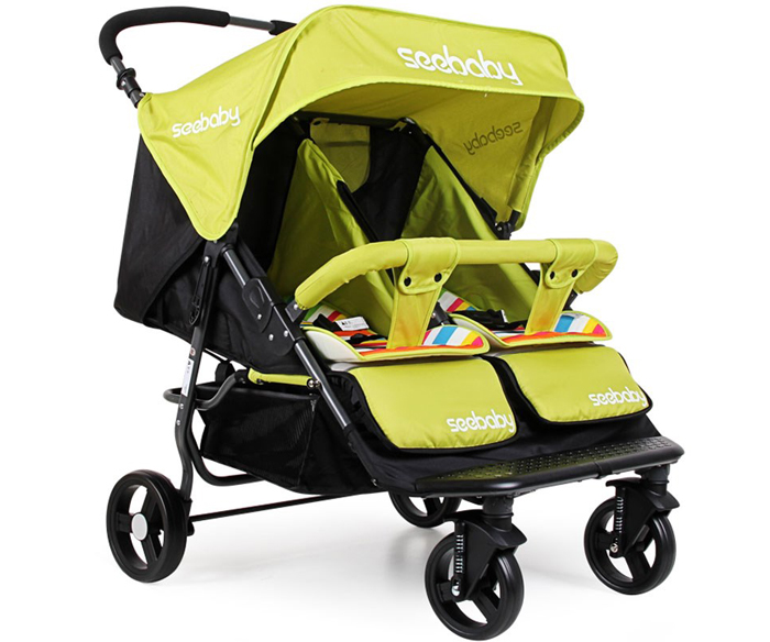 Xe đẩy đôi em bé an toàn Seebaby T22 nhiều màu