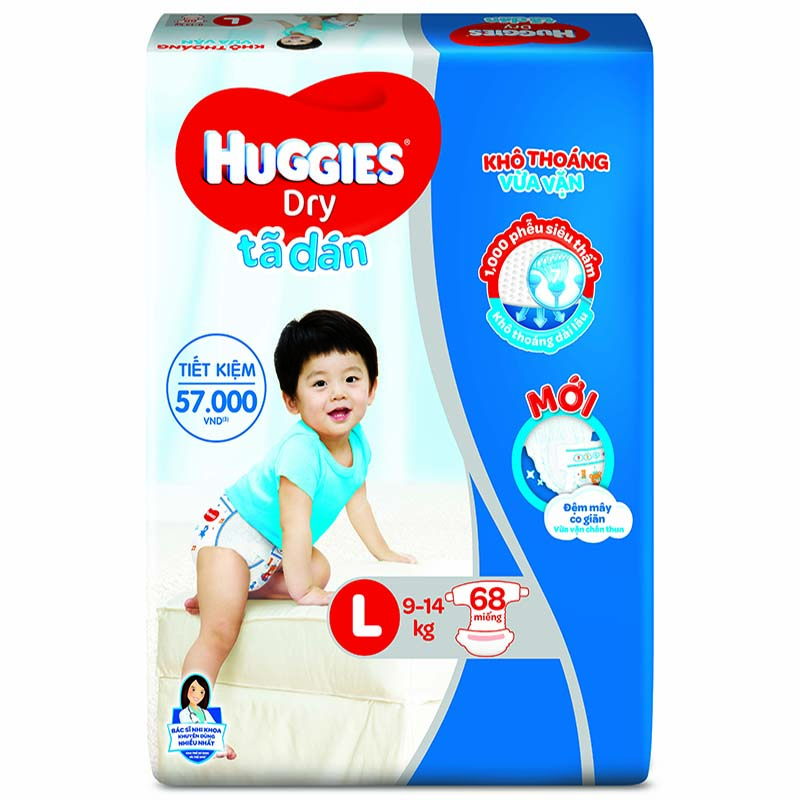 Tã - bỉm dán Huggies L68