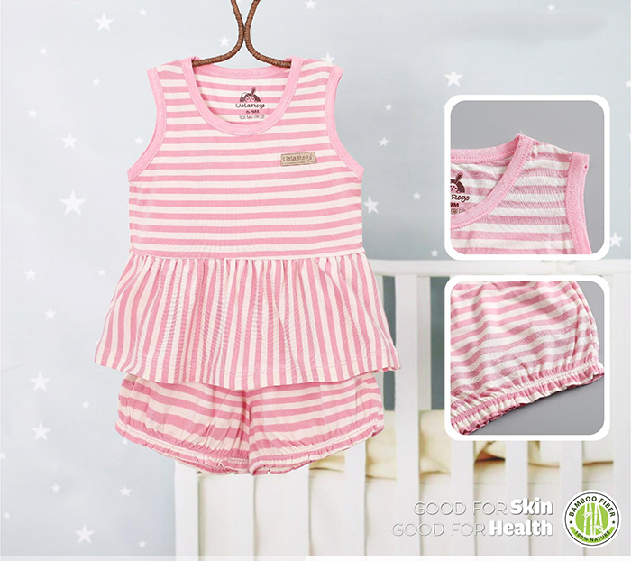 Bộ ba lỗ vải Bamboo kẻ ngang Uala UR3464