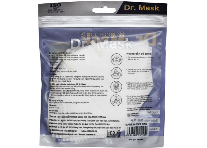Khau trang y te 3D 3 lop khang khuan Dr. Mask