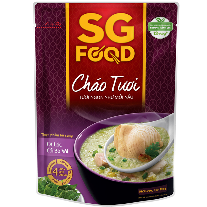 Cháo tươi SG Soup - Cá lóc cải bó xôi 270g