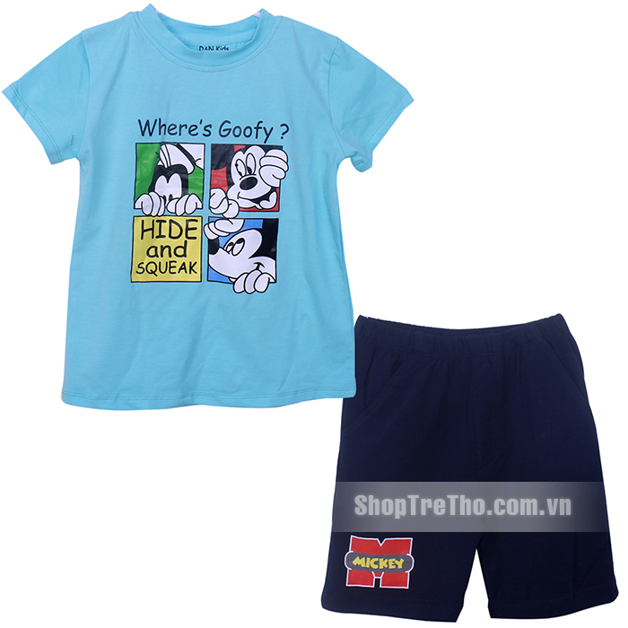 bo coc tay be trai Mickey Goofy xanh Rio0609 (2 – 8 tuoi)