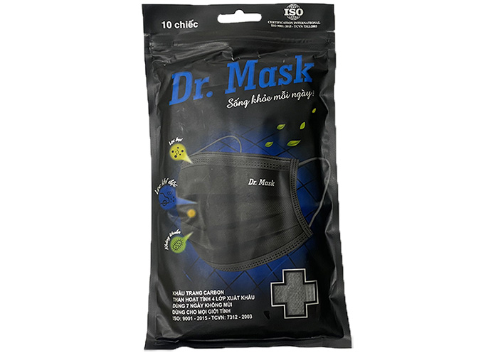 Khau trang carbon than hoat tinh 4 lop Dr. Mask (10c/tui)