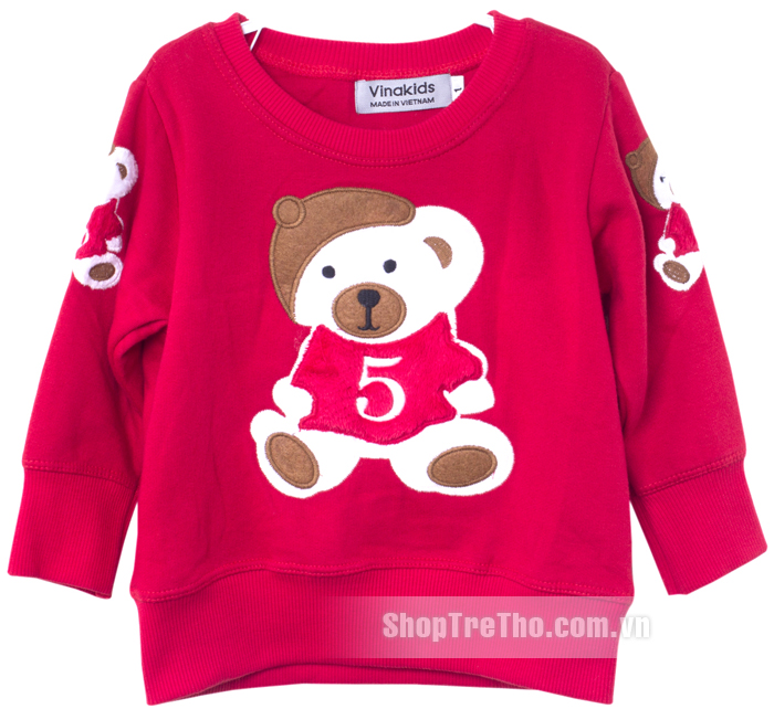 Bộ quần áo bé trai Vinakids VTE012 (thêu đắp gấu, màu đỏ)