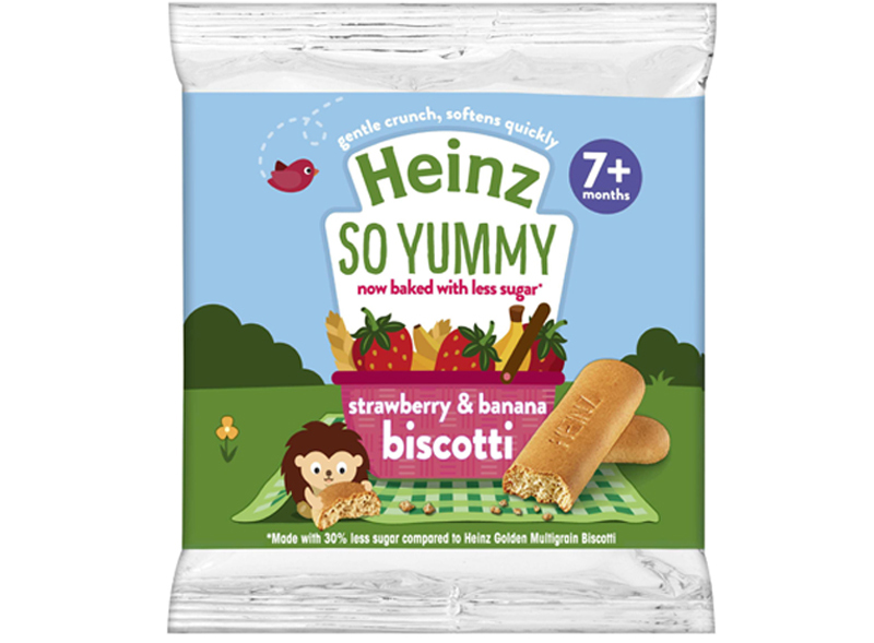 Bánh quy vị dâu và chuối (ít đường) Heinz 60g (7M+)