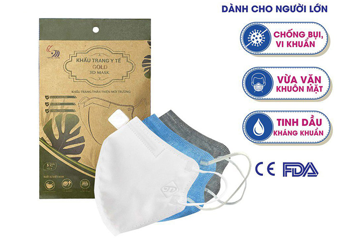 Khẩu trang y tế cao cấp Gold 3D Mask Trường Dương 