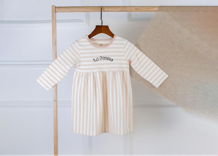 Váy đầm kẻ Baby Doll La Pomme D005 (màu be)