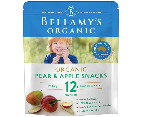 Bánh snack từ lê và táo hữu cơ Bellamy's organic pear and apple snacks