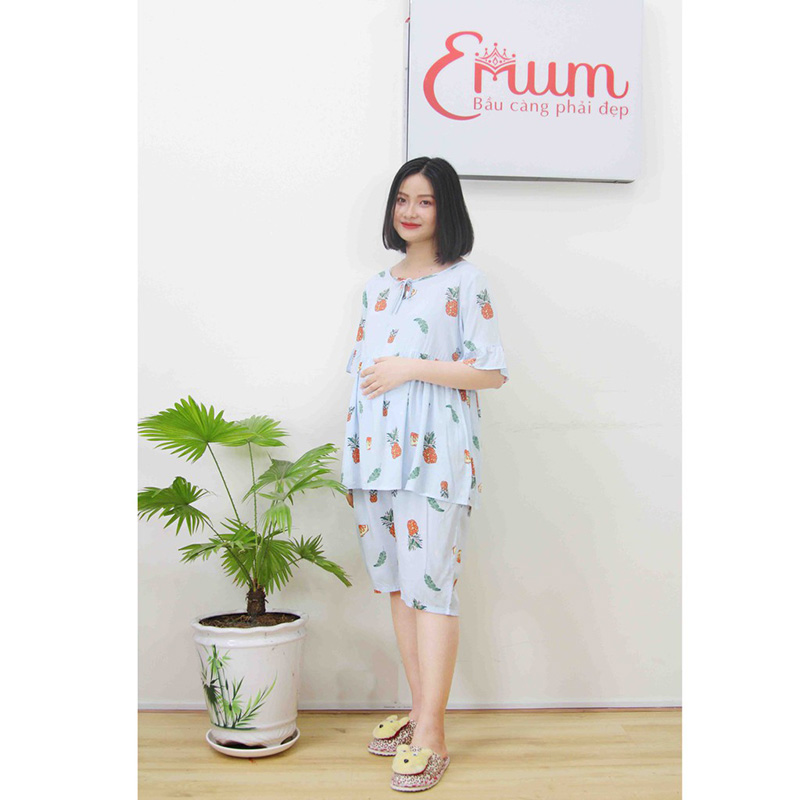 Bộ bầu lửng tole in trái cây xanh biển Emum